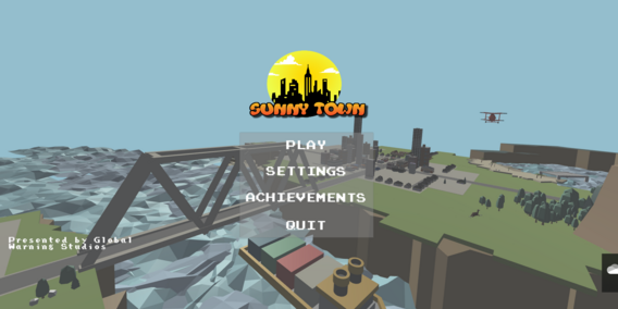 Screenshot of the main menu of the Sunny Town game
